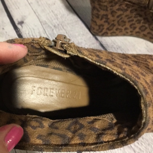Forever 21 Cheetah print peep toe wedge booties - Picture 2 of 8